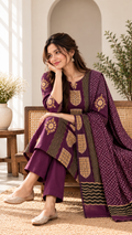 AJRAKH HERITAGE COTTON SUIT SET (PLUM)