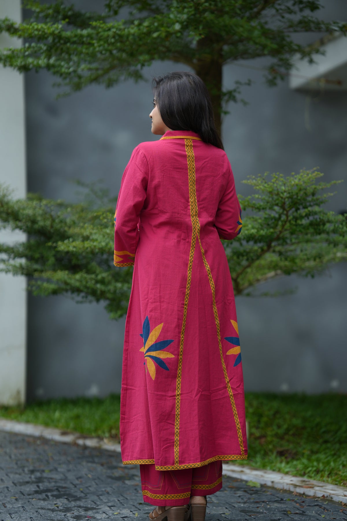 AURELIA COTTON MIRROR KURTA SET (PINK)