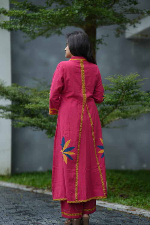 AURELIA COTTON MIRROR KURTA SET (PINK)