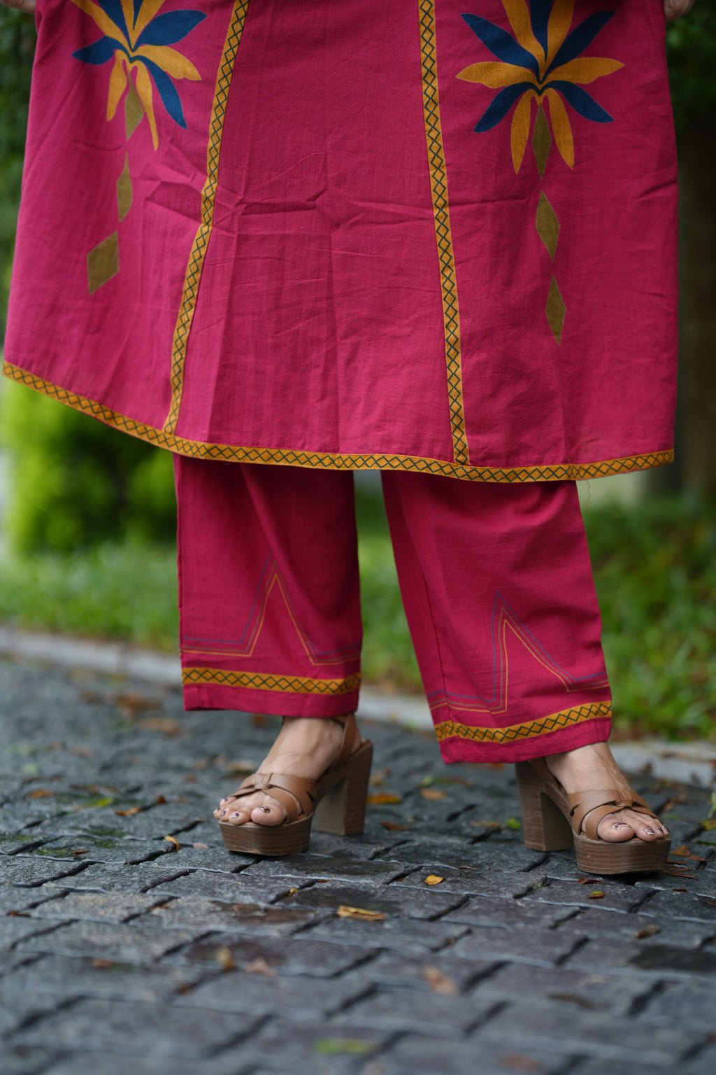 AURELIA COTTON MIRROR KURTA SET (PINK)