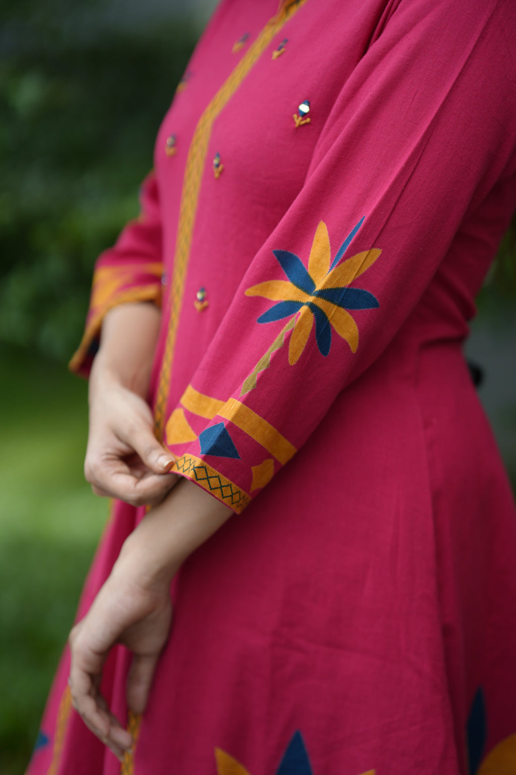 AURELIA COTTON MIRROR KURTA SET (PINK)
