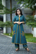AURELIA COTTON MIRROR KURTA SET (TEAL)