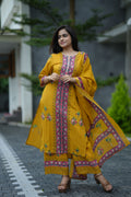 EDEN FLORAL COTTON SUIT SET (MUSTARD)