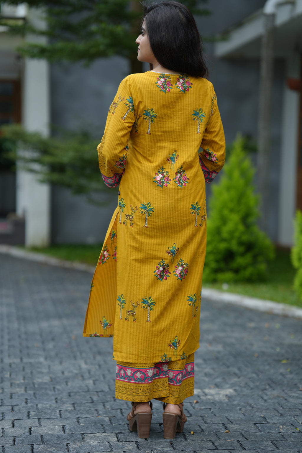EDEN FLORAL COTTON SUIT SET (MUSTARD)