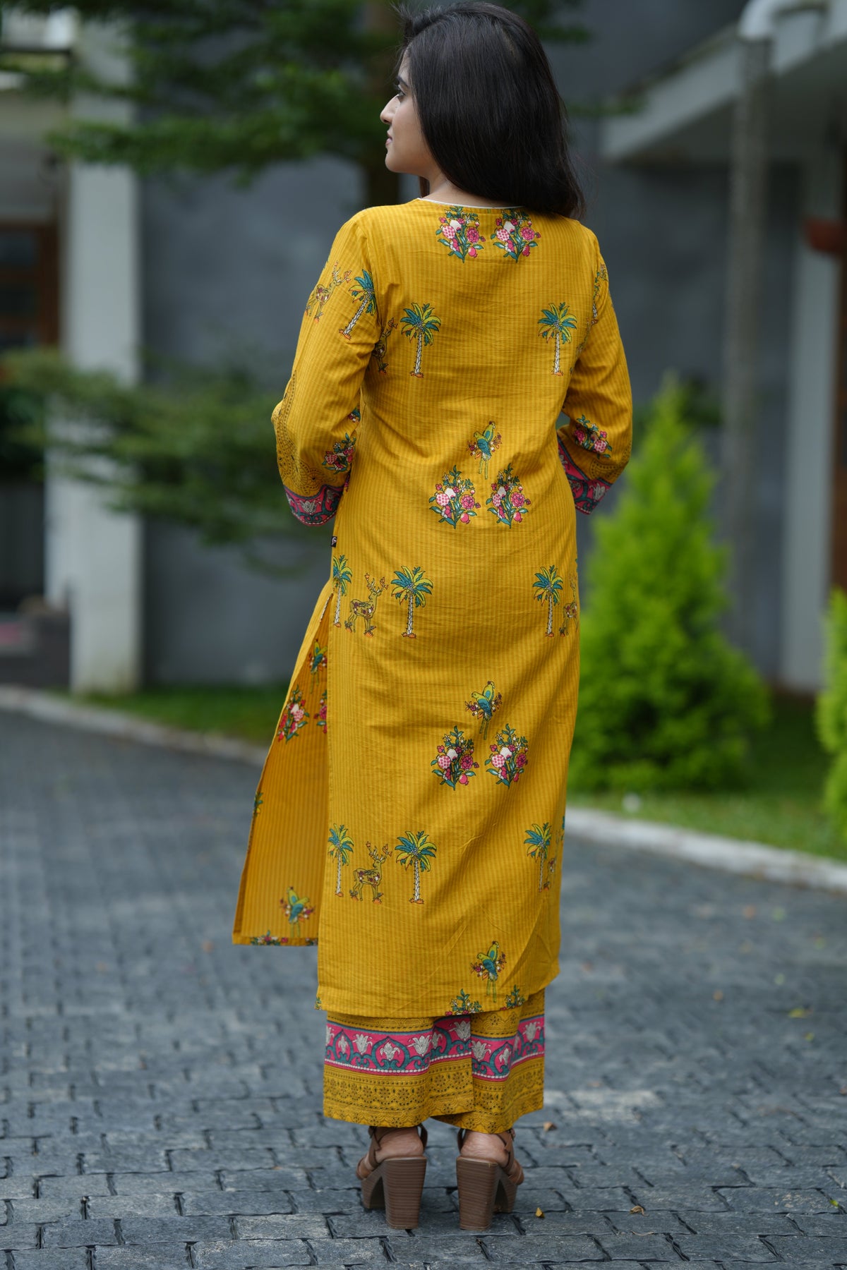 EDEN FLORAL COTTON SUIT SET (MUSTARD)
