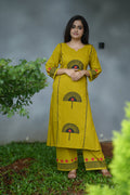 IRA DABU COTTON KURTA SET (MUSTARD)