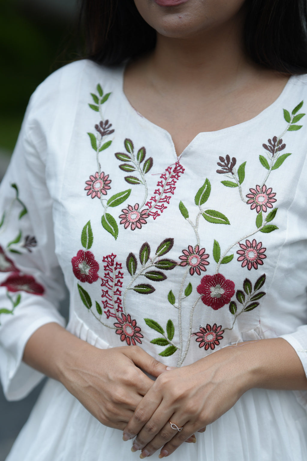 MIRA EMBROIDERED MUL COTTON SUIT SET (WHITE)