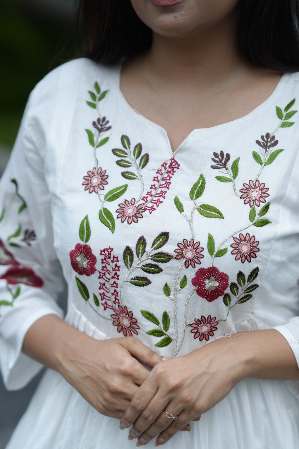 MIRA EMBROIDERED MUL COTTON SUIT SET (WHITE)
