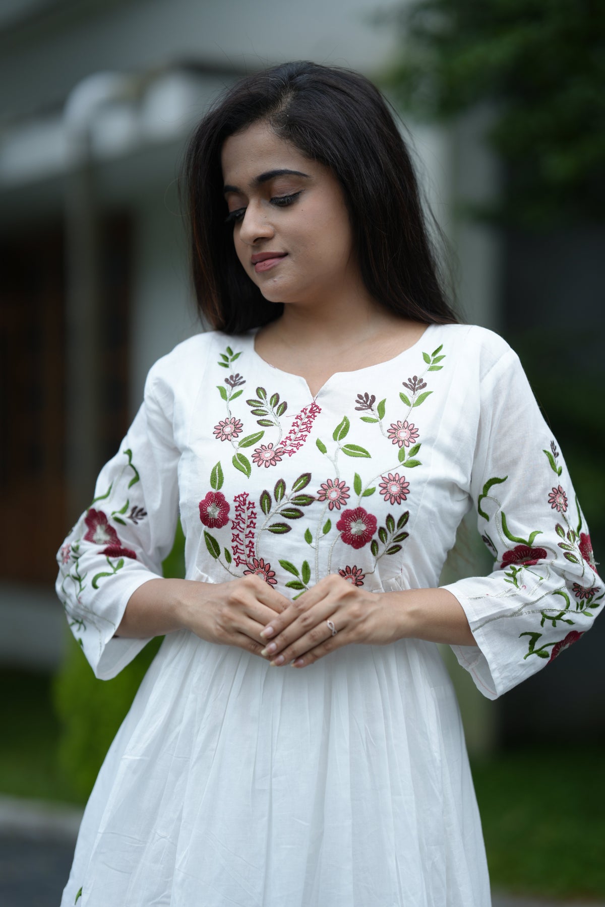 MIRA EMBROIDERED MUL COTTON SUIT SET (WHITE)