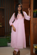 LILY EMBRIODERED MUL COTTON SUIT SET (PINK)