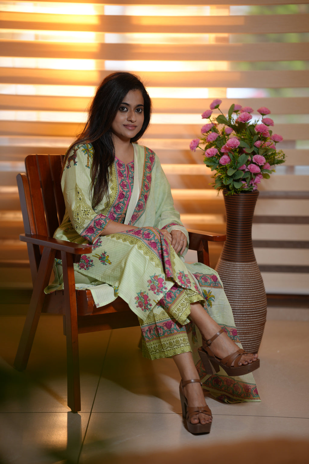 EDEN FLORAL COTTON SUIT SET (SAGE GREEN)