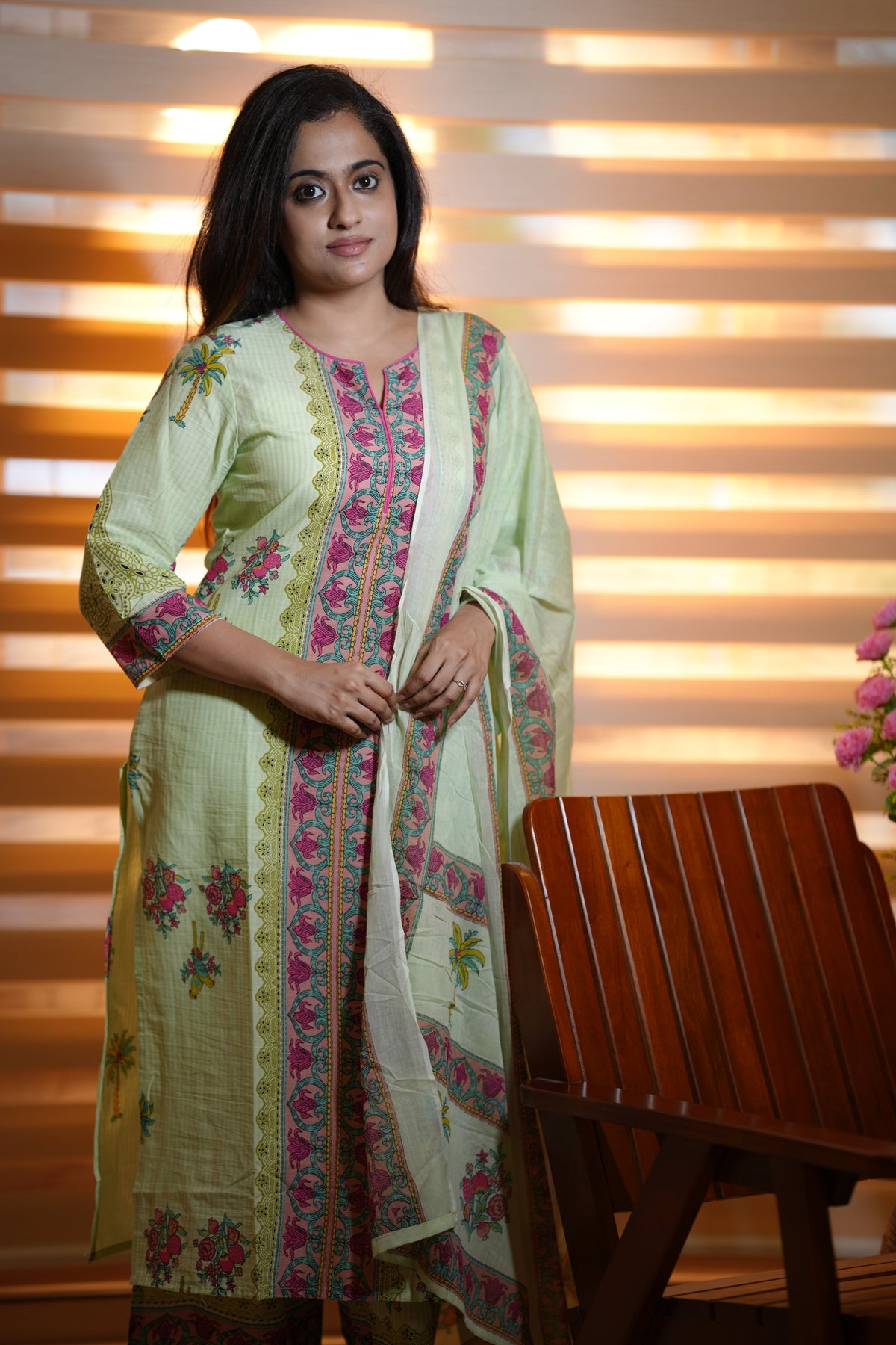 EDEN FLORAL COTTON SUIT SET (SAGE GREEN)