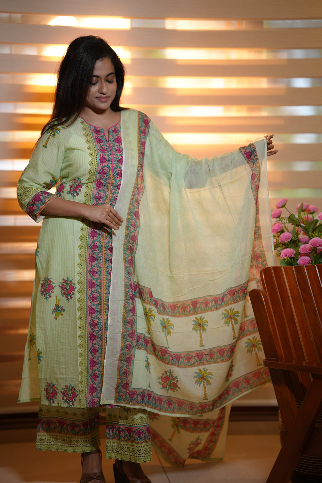 EDEN FLORAL COTTON SUIT SET (SAGE GREEN)