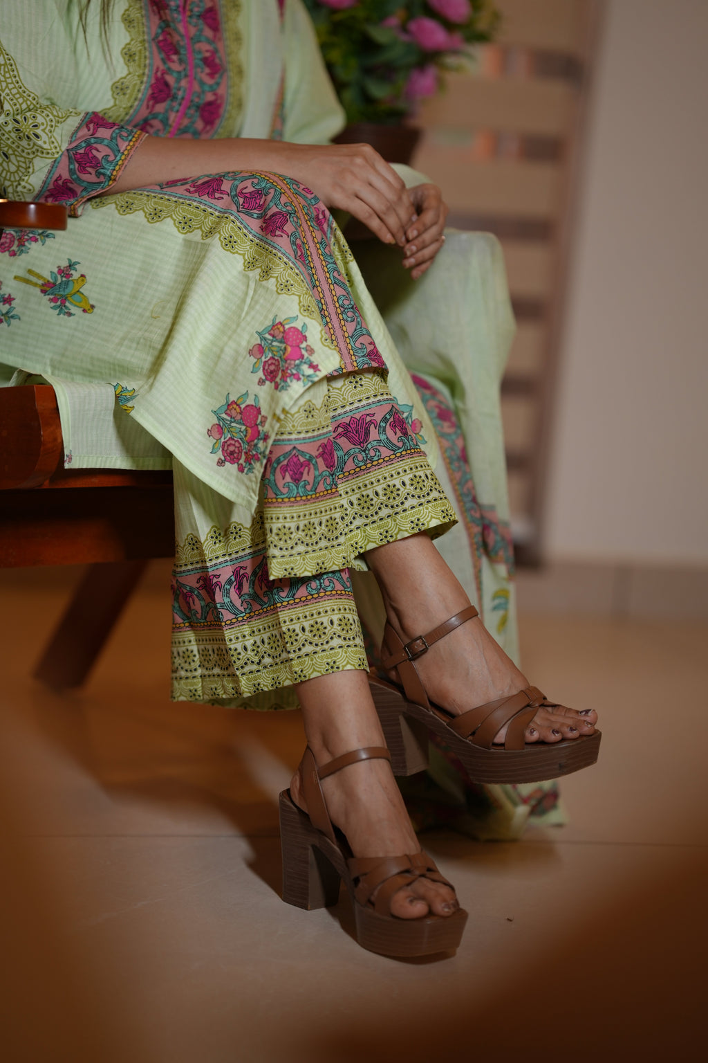 EDEN FLORAL COTTON SUIT SET (SAGE GREEN)