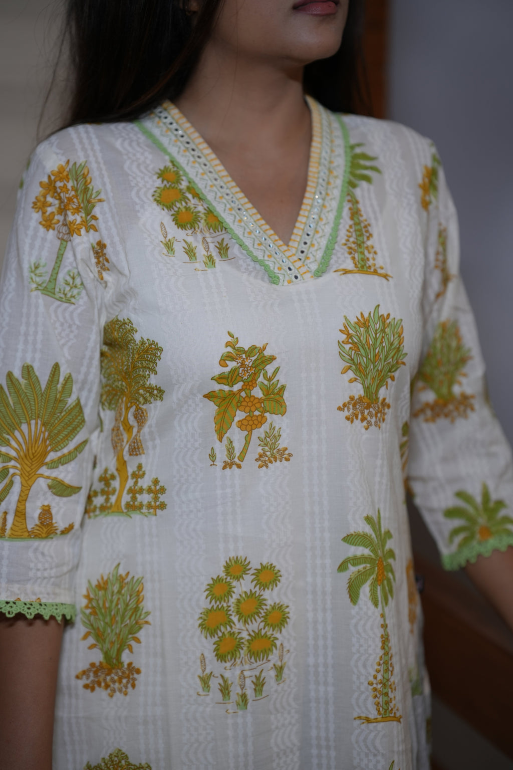 PALM BOTANICA COTTON SUIT SET (IVORY)