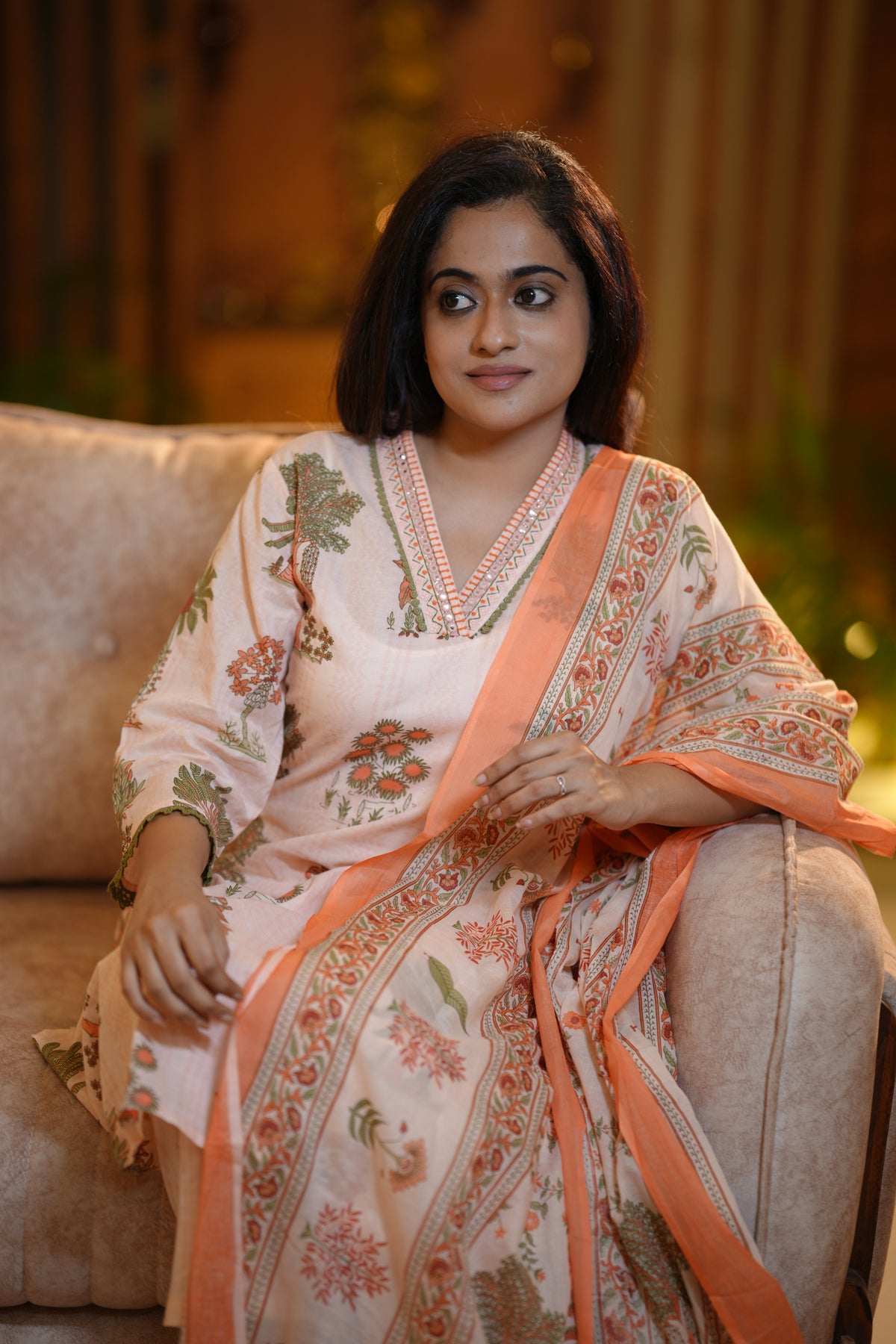 PALM BOTANICA COTTON SUIT SET (PEACH)