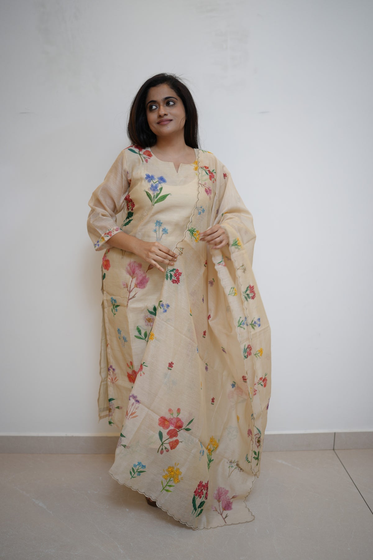 LINA KANTHA SUIT SET (BEIGE)