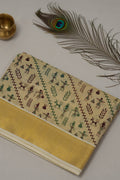 GOLD TISSUE TRIBAL FOLK ART KERALA SET SAREE