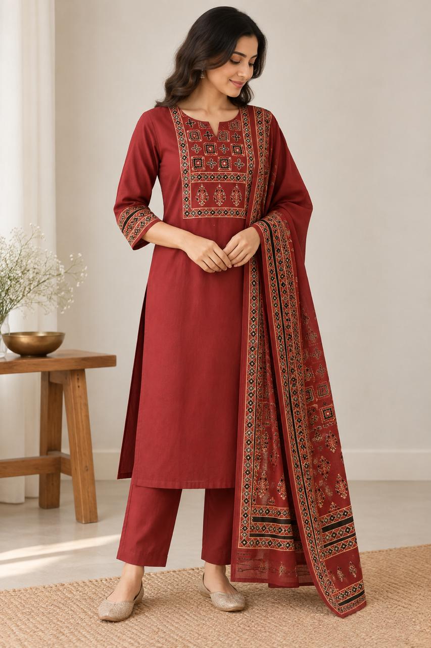 AJRAKH ARTISAN COTTON SUIT SET