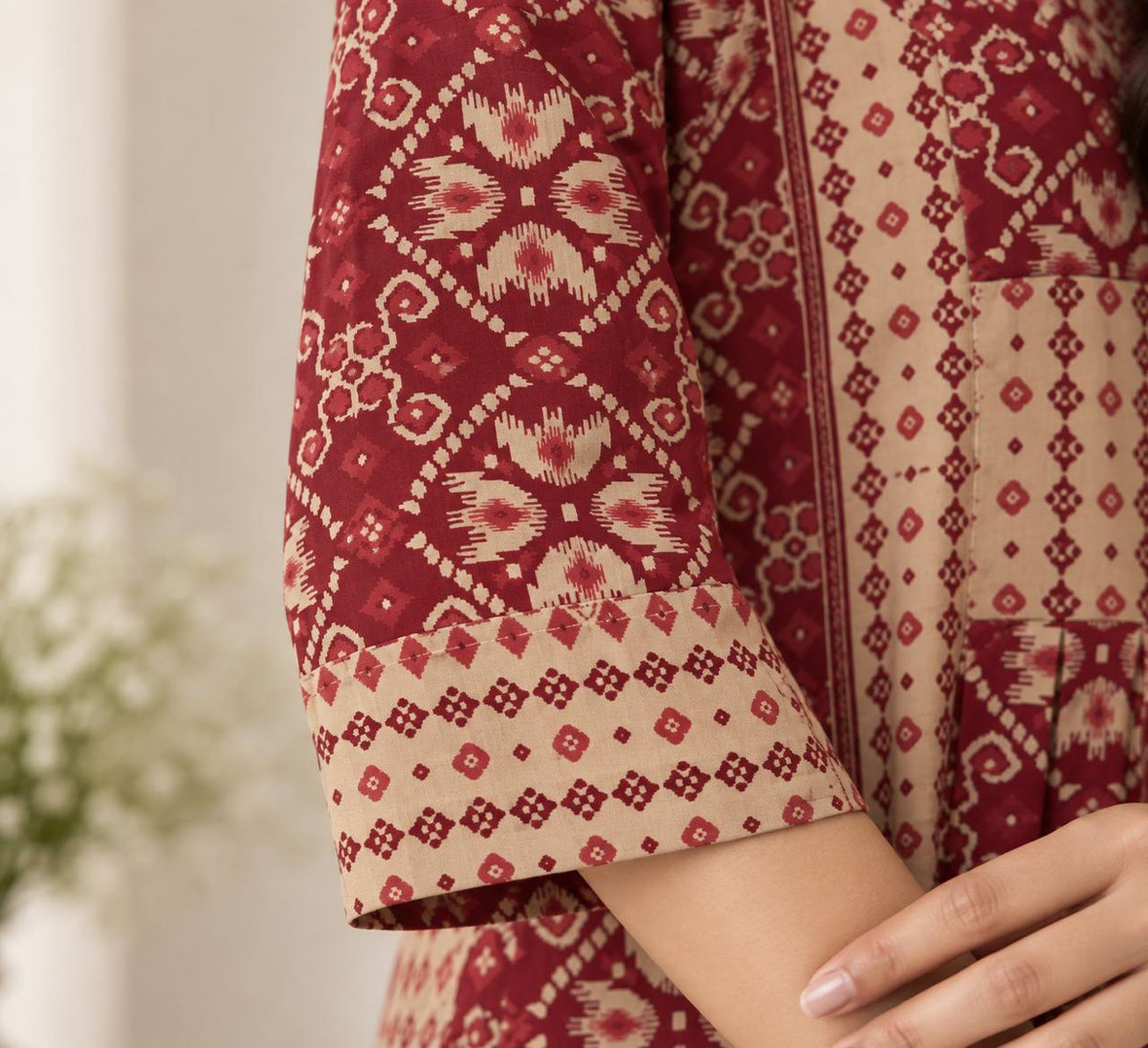 IKAT ARTISAN COTTON SUIT SET (MAROON)