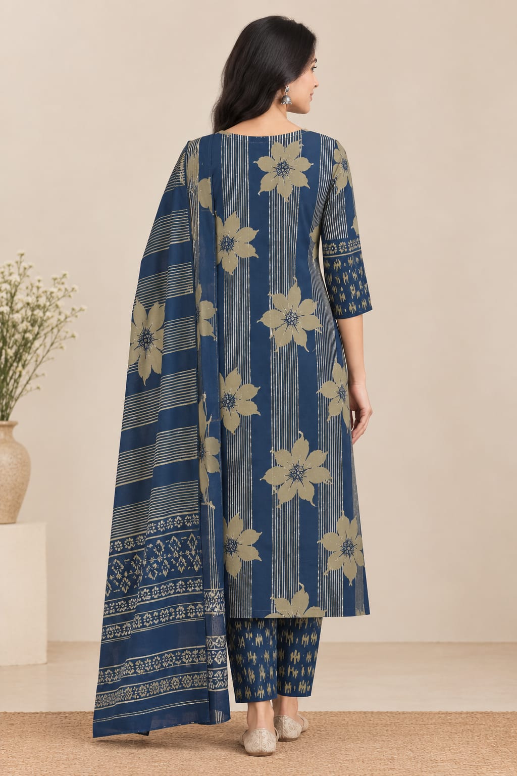 INDIGO FLORA COTTON SUIT SET