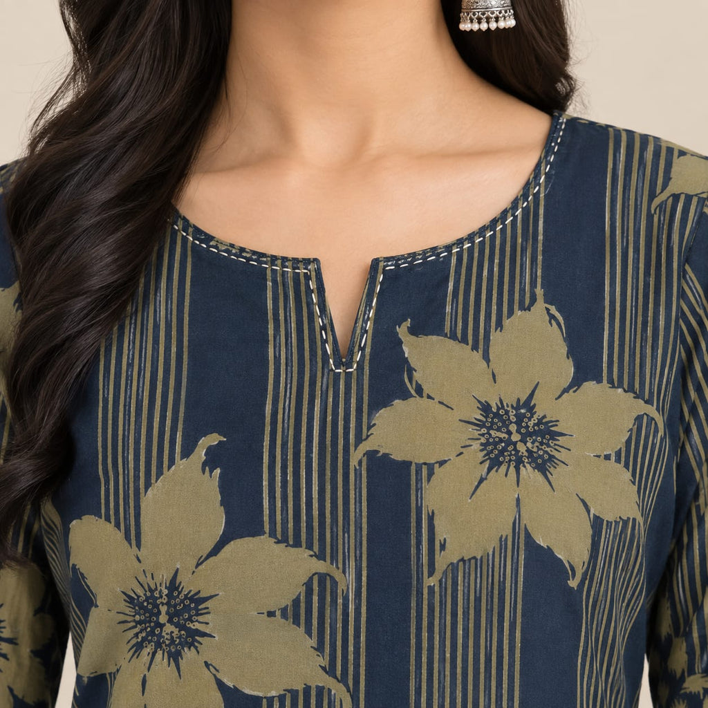 INDIGO FLORA COTTON SUIT SET