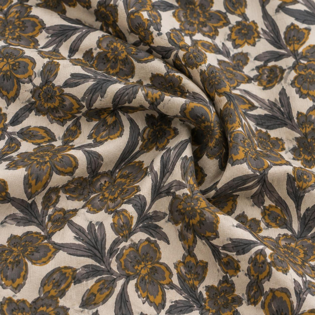 FLORAL SHIRT COTTON TUNIC (GREY)