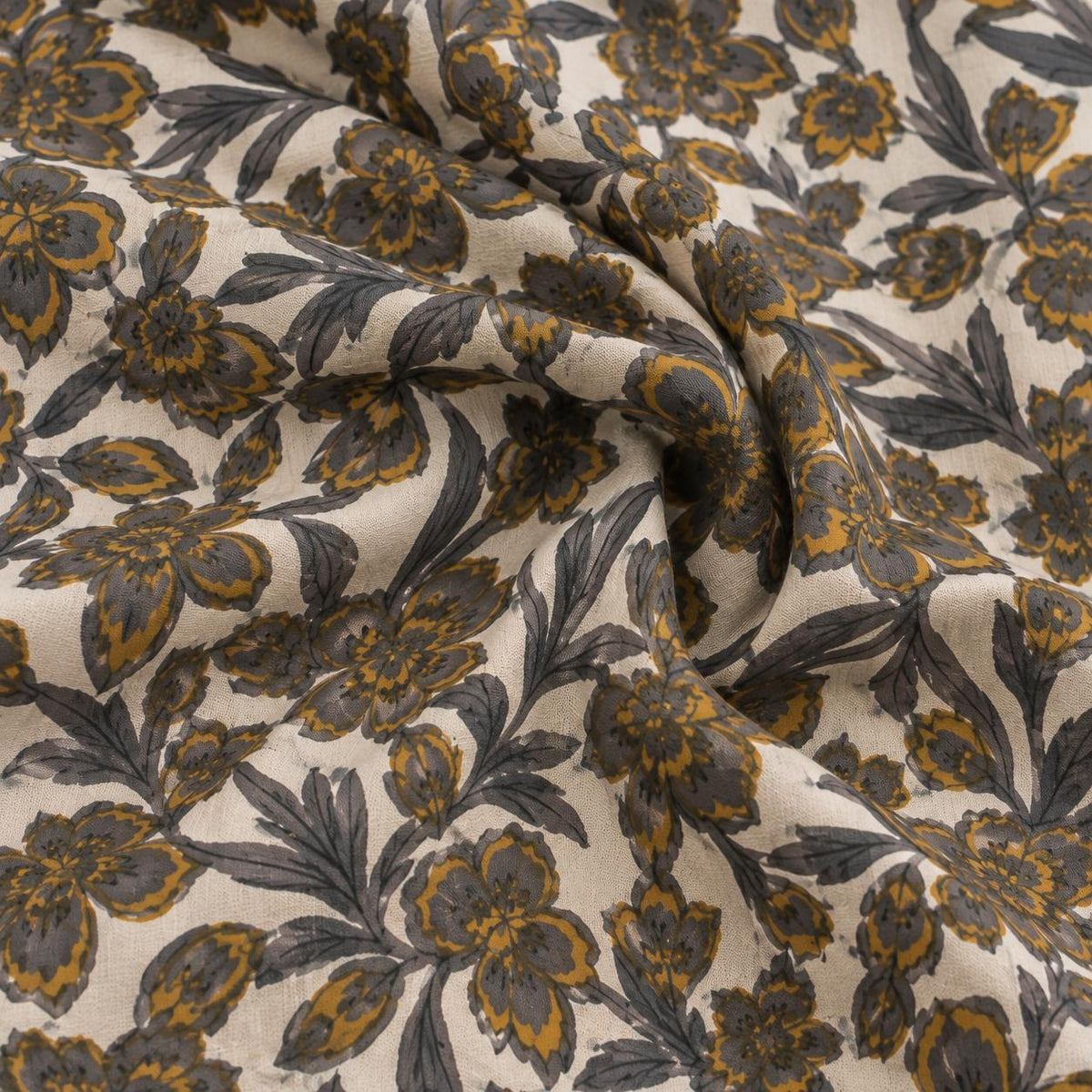 FLORAL SHIRT COTTON TUNIC (GREY)