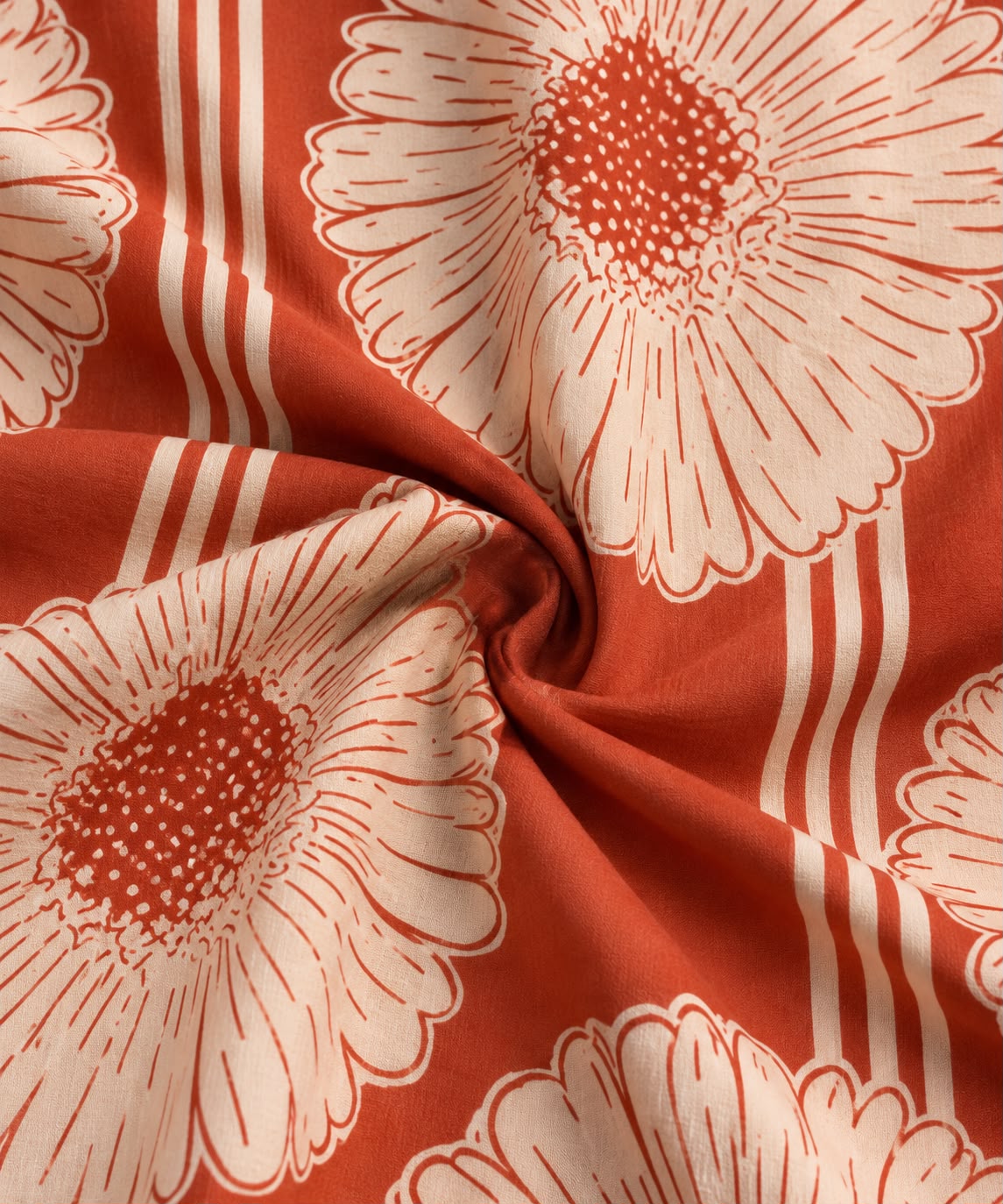 BLOOM STRIPE COTTON TUNIC (ORANGE)