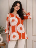BLOOM STRIPE COTTON TUNIC (ORANGE)