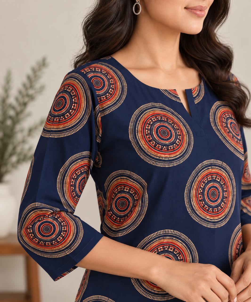 INDIGO MOSAIC COTTON TUNIC (BLUE)