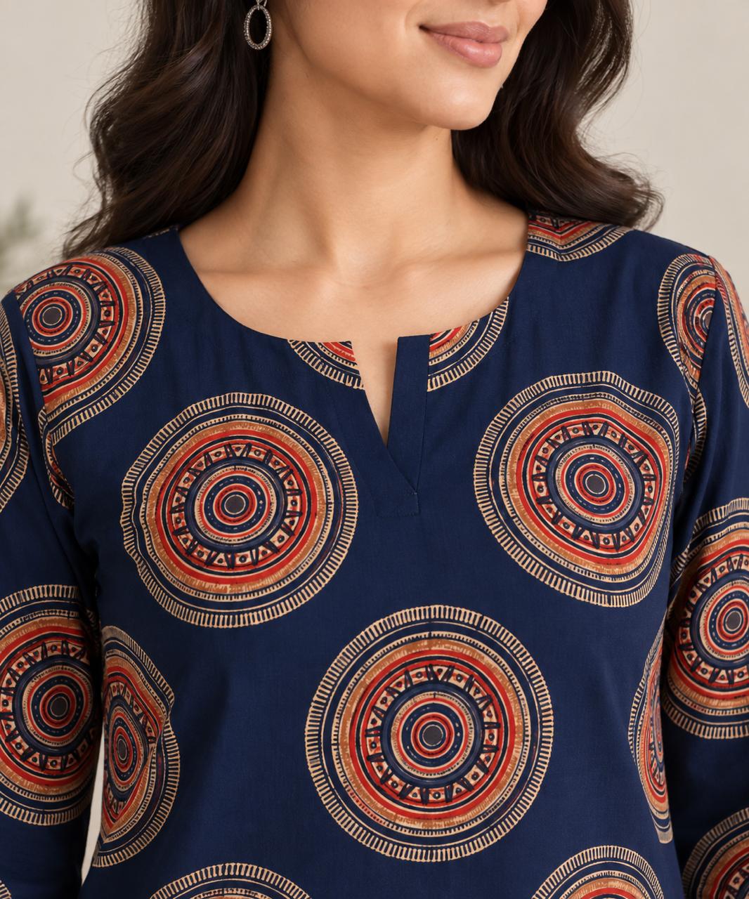 INDIGO MOSAIC COTTON TUNIC (BLUE)