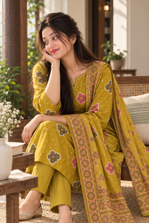 AMARA FLORAL COTTON SUIT SET