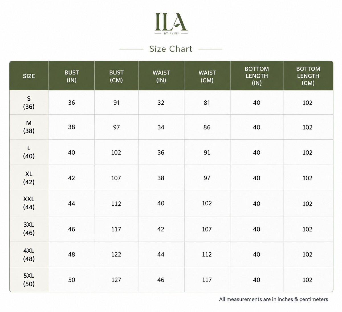 Size chart
